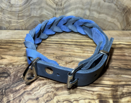 Hondenhalsband leer Blue/ Grey