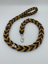 Lederen honden riem brown/yellow