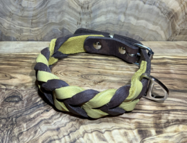 Hondenhalsband leer brown/yellow