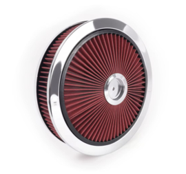 Luchtfilter 14 inch high flow chroom met rood filter