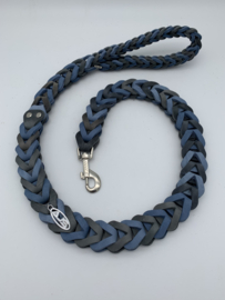 Lederen honden riem Blue/grey