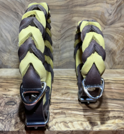 Hondenhalsband leer brown/yellow