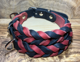 Hondenhalsband leer red/black