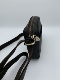 Handtas Mat zwart messenger shoulder/crossbody bag 100% leer