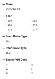 Hoofdrem cylinder chevrolet 1977-1982