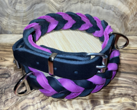 Hondenhalsband leer pink/black