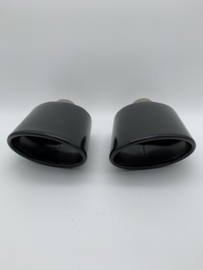 RVS black ovaal uitlaat sierstukken set links en rechts