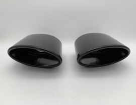 RVS black big ovaal uitlaat sierstukken set links en rechts