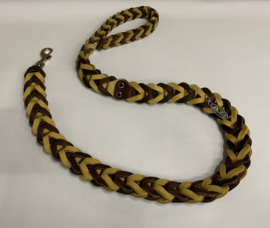 Lederen honden riem brown/yellow
