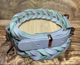 Hondenhalsband leer Stone/moss