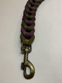 Lederen honden riem berry/army green
