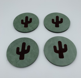 Leren onderzetters cactus zelf samen stellen uit 19 kleuren set 4 stuks
