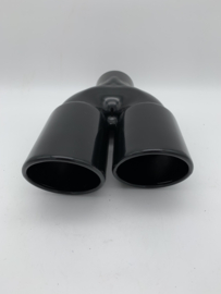 Uitlaat sierstuk black coated rvs dubbel 3 inch