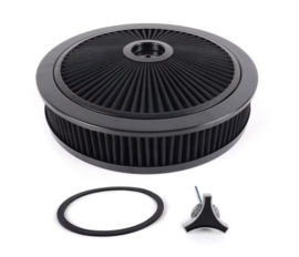 Luchtfilter 14 inch high flow zwart met zwart filter
