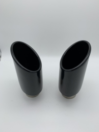 RVS black ovaal uitlaat sierstukken set links en rechts