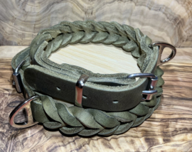 Hondenhalsband leer army green
