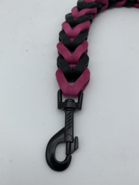 Lederen honden riem Pink/black