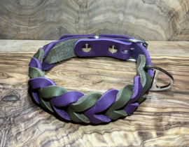 Hondenhalsband leer Berry-army green