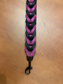 Leren duo honden riem Pink/black