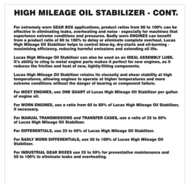 Lucas high mileage oil stabilizer 1 liter verpakking