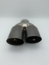 Sierstuk black pearl RVS Dubbel Rond – versprongen – 2 x 76 mm- slant cutt