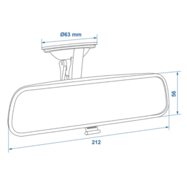 Achteruitkijk spiegel met zuignap 212x56 mm