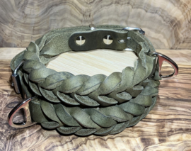 Hondenhalsband leer army green