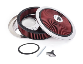 Luchtfilter 14 inch high flow chroom met rood filter