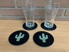 Leren onderzetters cactus zelf samen stellen uit 19 kleuren set 4 stuks