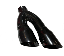 2X 4inch uitgang - 2,5 inch ingang uitlaat sierstuk Zwart