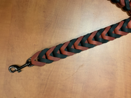 Leren duo honden riem Red/black