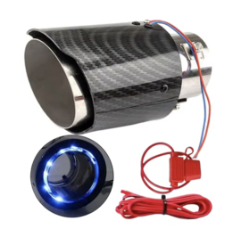 LED uitlaatsierstuk RVS met carbon