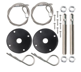 Hood pin kit Zwart. Motorkap snel sluiting