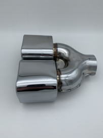 Uitlaat Sierstuk RVS Dubbel rechthoek – 2 x 100 X 86 mm