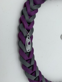 Lederen honden riem Purple/grey