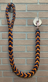 Lederen honden riem Orange/navy blue