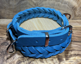 Hondenhalsband leer Sea blue