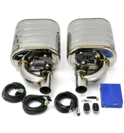 RVS Kleppen dempers set links + rechts met elektrische klep en besturing 2,5 inch