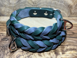 Hondenhalsband leer Grey/green
