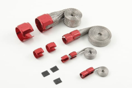MR. GASKET FLEX-BRAID HOSE SLEEVE KIT - RED - Rvs slang omhulsel set