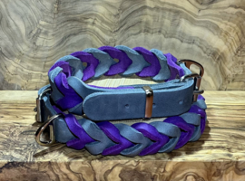 Hondenhalsband leer Purple/grey