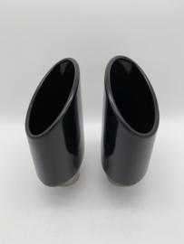 RVS black big ovaal uitlaat sierstukken set links en rechts
