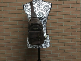 Bodytas  bruin leren crossbody bag 100% leer