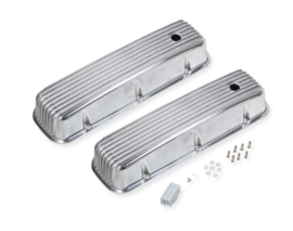 Valve Covers, Cast Aluminum, Polished, Finned Top, Chevy, Big Block, Pair