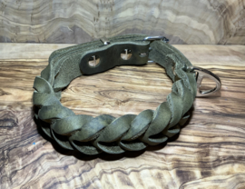 Hondenhalsband leer army green