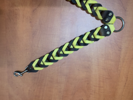 Leren duo  honden riem brown/yellow