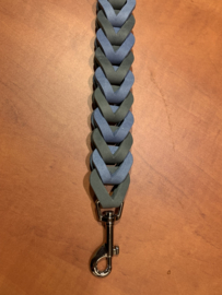Leren duo honden riem Blue/grey