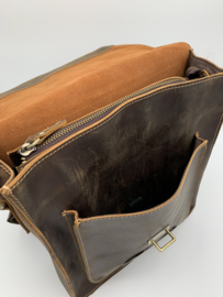 Lederen tas vintage schouder tas 100% leer