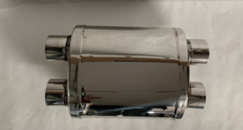 MAX Spiral Straight Flo Performance polished rvs uitlaat demper 2,5 inch