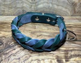 Hondenhalsband leer Grey/green